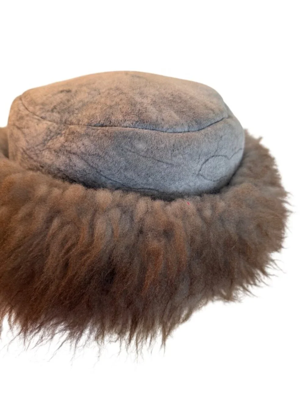 The Leather Works Womens Aspen Sheep Skin Pillbox Hat Size Large Round Winter